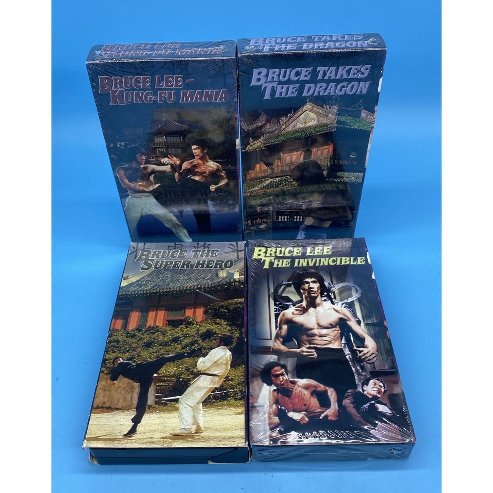 Vintage Kung-Fu Mania 4 VHS Tape Lot Martial Arts Starring Bruce Lee & Bruce Le